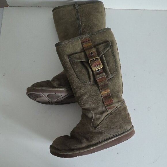 UGG | Retro Cargo Boots in olive green suede Sz 6 - Picture 1 of 8